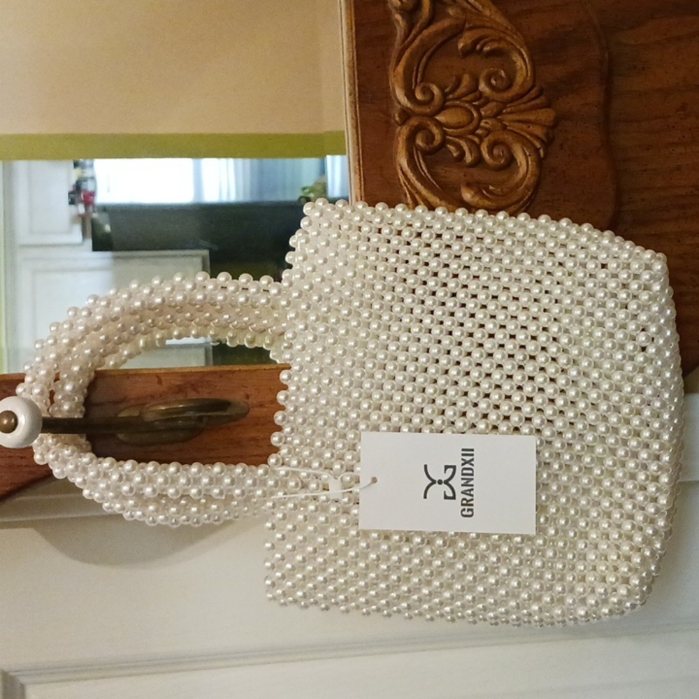 White Pearl Beaded Women's Bag